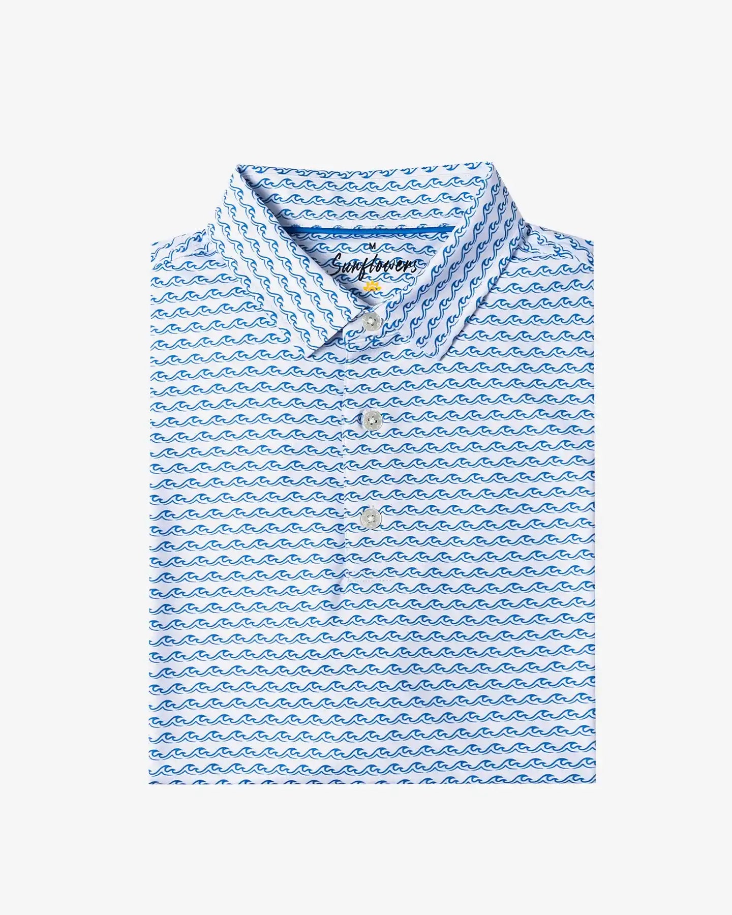 Waves Printed Polo Shirt- Sunflowers Golf